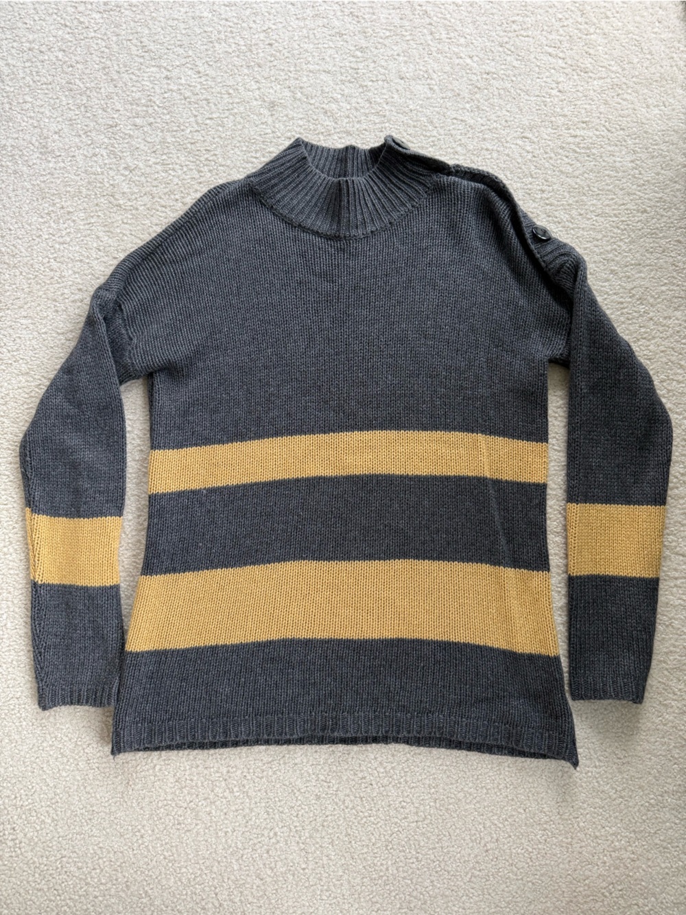 Bartolini Charcoal Gray Sweater with Mustard Stripes